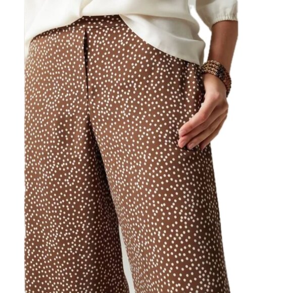 NWT J. Jill | Brown Polka Dot Wearever Easy-Care Woven Wide-Leg Crops | Size XS - Picture 2 of 13